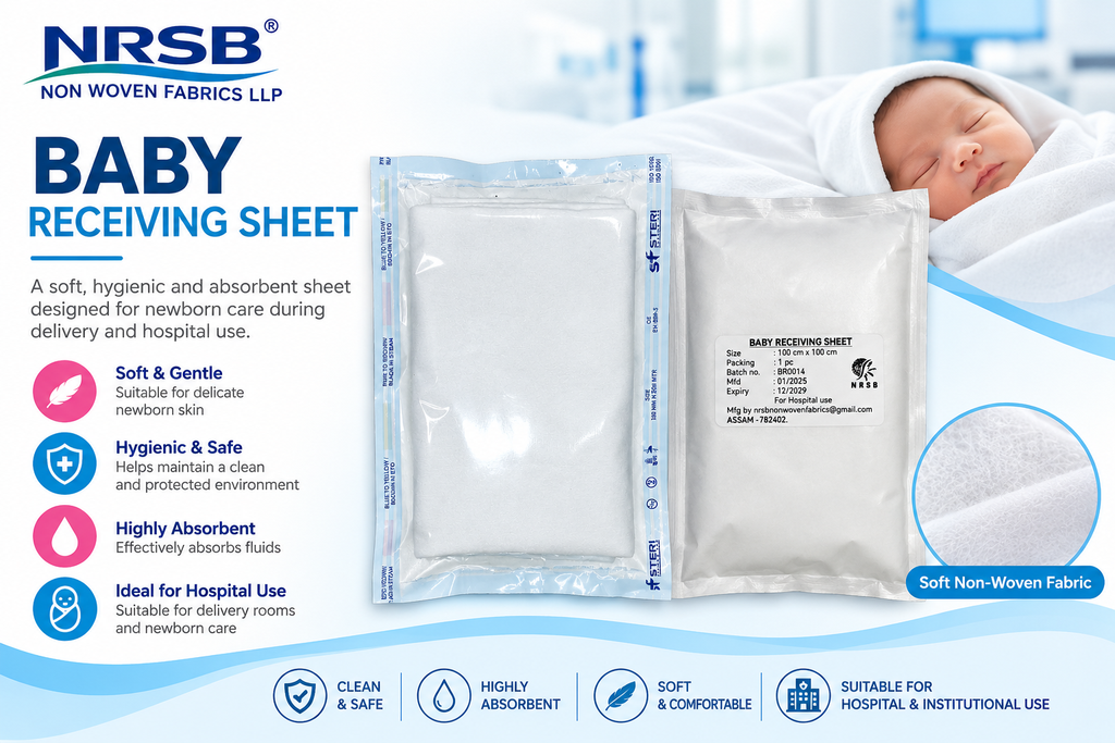 NRSB baby receiving sheet in individual packaging for newborn care