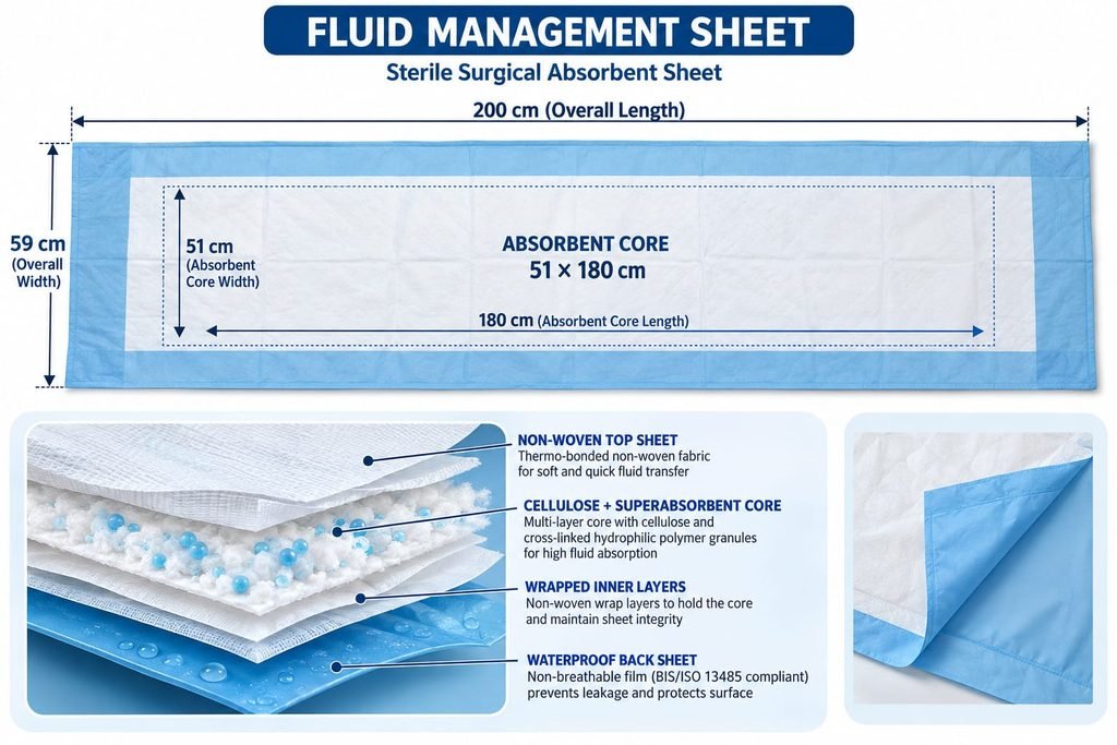 NRSB fluid management sheet for surgical fluid absorption