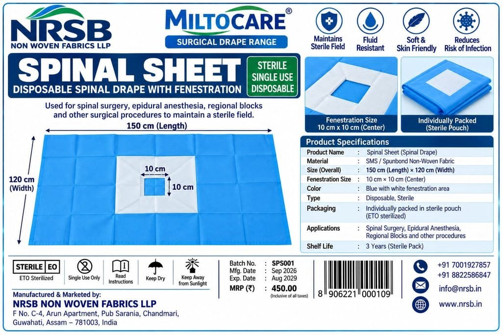 Disposable sterile spinal drape sheet for spinal surgical procedures